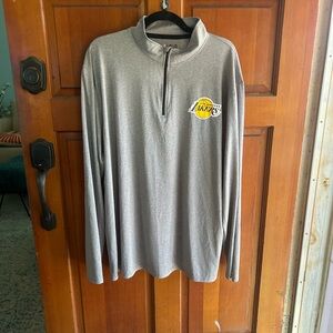 Gray Quarter-Zip Sweater with Team Logo